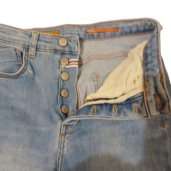 Anthropologie Buttonfly High Rise Flared Distressed Jeans - Picture 4 of 10